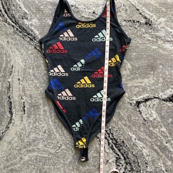 adidas Black One-Piece Swimsuit with Multicolor Logos - Picture 3 of 5